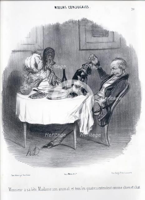 Moeurs Conjugales. Monsieur a sa bête, Madame son animal..., 19th century.  Creator: Honore Daumier.