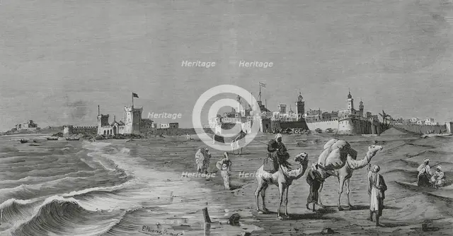 Mogador (now Essaouira), Morocco, 1883. General view.  Creator: Eugenio Alvarez Dumont.