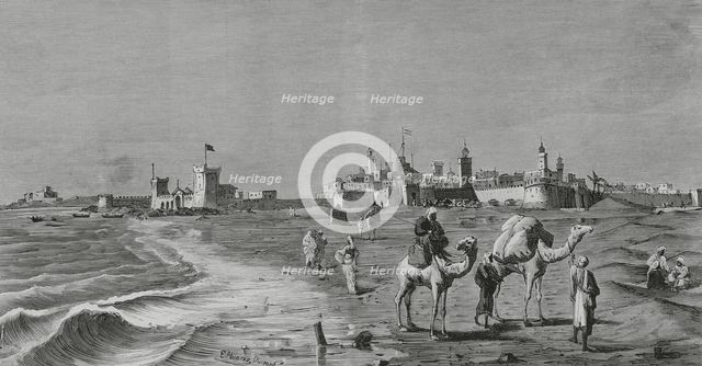Mogador (now Essaouira), Morocco, 1883. General view.  Creator: Eugenio Alvarez Dumont.