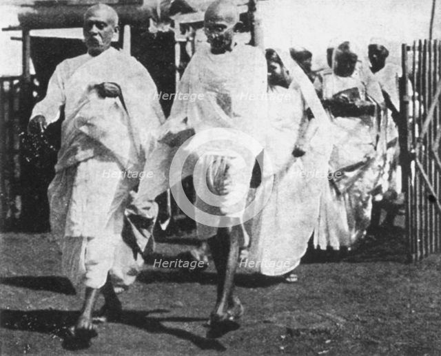 Mohandas Gandhi, Indian nationalist leader, on his way to Congress, 1932. Artist: Anon