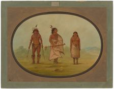 Mohave Chief, a Warrior, and His Wife, 1855/1869. Creator: George Catlin