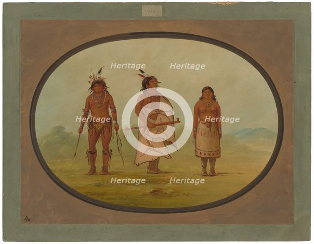 Mohave Chief, a Warrior, and His Wife, 1855/1869. Creator: George Catlin.