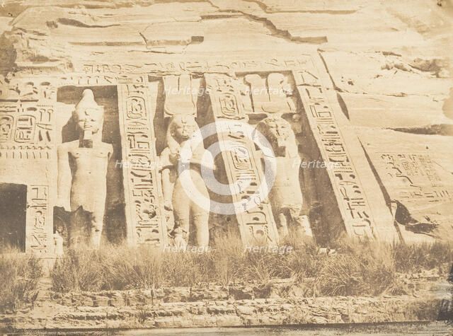 Moitié de la façade du Spéos d'Athor, à Abousembil (partie Septentrionale), March 1850. Creator: Maxime du Camp.