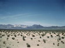Mojave Desert country, crossed by the Santa Fe R.R., Cadiz, Calif., 1943. Creator: Jack Delano