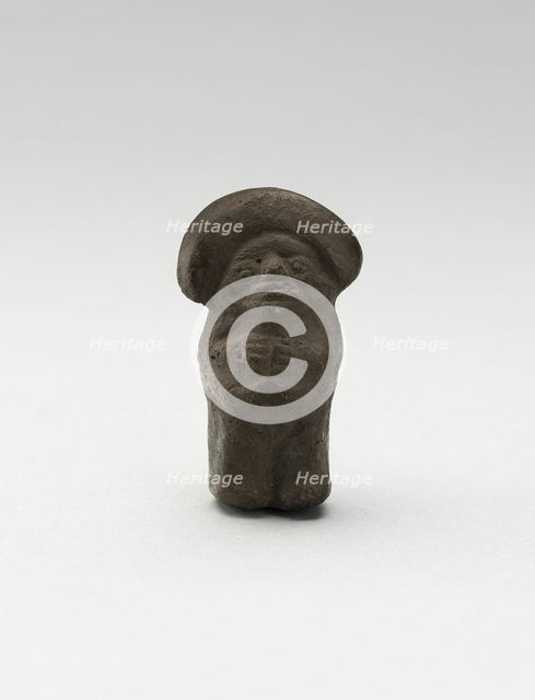 Mold-Made Blackware Pendant with Rounded Headdress, c. A.D. 100/600. Creator: Unknown.