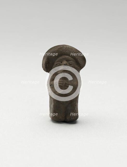 Mold-Made Blackware Pendant with Rounded Headdress, c. A.D. 100/600. Creator: Unknown.