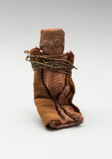 Mold-Made Female Figurine Wrapped in Cloth and Tied with String, c. A.D. 100/600. Creator: Unknown