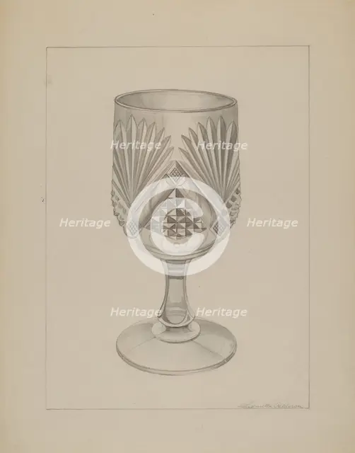 Molded Water Glass, c. 1937. Creator: Ludmilla Calderon.