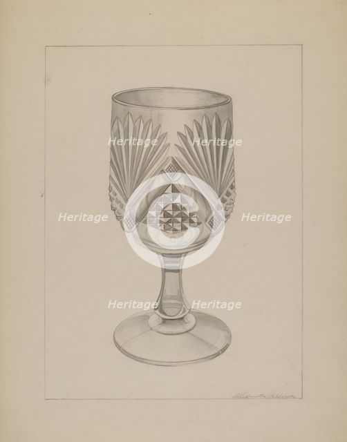 Molded Water Glass, c. 1937. Creator: Ludmilla Calderon.
