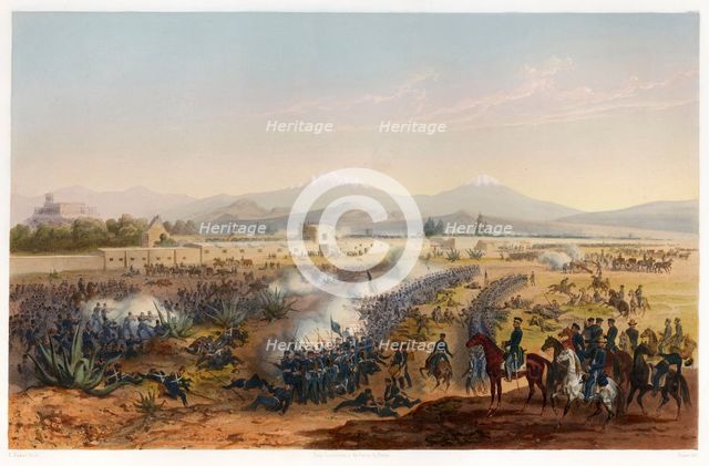 Molino del Rey - attack upon the Molino,  pub. 1851. Creator: Carl Nebel (1805 - 1855).