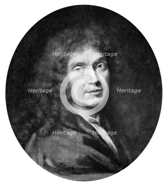 Moliere, French theatre writer, director and actor, 17th century.Artist: Pierre Mignard