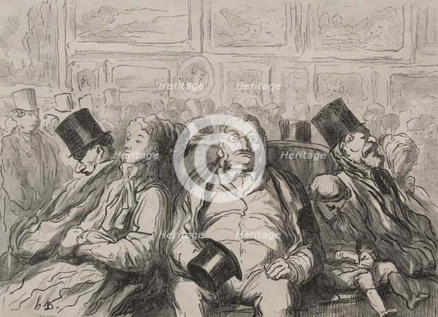 Moment of Rest in the Salon Carré. Creator: Honoré Daumier (French, 1808-1879).
