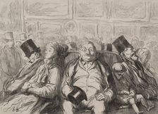 Moment of Rest in the Salon Carré. Creator: Honoré Daumier (French, 1808-1879)