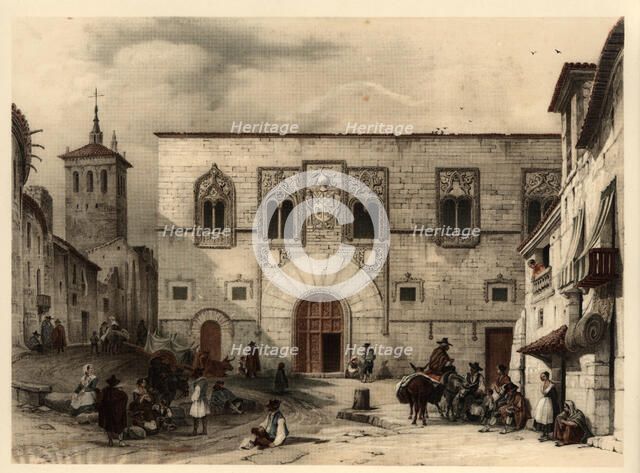 Momos Square in Zamora with scenes of daily life and types of the time.