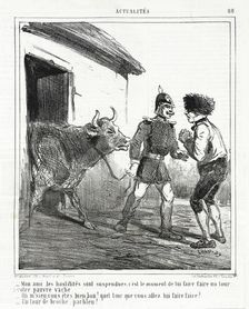 Mon ami, les hostilités sont suspendues, c'est le moment de lui faire faire un tour à votre..., 1865 Creator: Cham