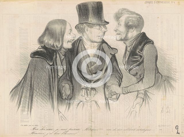 Mon cher ami, je vous présente Monsieur xxx..., 19th century.  Creator: Honore Daumier.