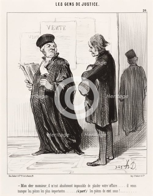 Mon cher Monsieur, il m'est absolument impossible de plaider votre affaire..., 1846.  Creator: Honore Daumier.