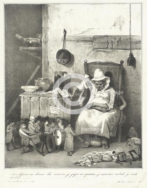 Mon défunt me donne des numéros.., 1833 Creator: Honore Daumier.