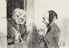 Mon Dieu! m'ame Bombec, qué que vous avez donc attrappé?, 1842. Creator: Honore Daumier