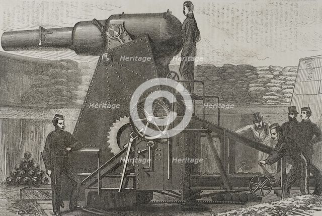 Moncrieff 7-ton gun carriage, 1870.  Creator: Unknown.