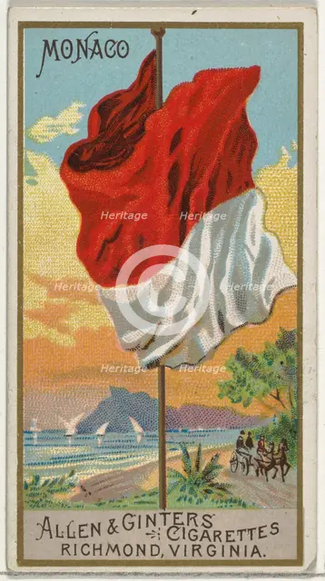 Monaco, from Flags of All Nations, Series 2 (N10) for Allen & Ginter Cigarettes Brands, 1890. Creator: Allen & Ginter.