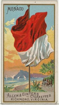 Monaco, from Flags of All Nations, Series 2 (N10) for Allen & Ginter Cigarettes Brands, 1890. Creator: Allen & Ginter