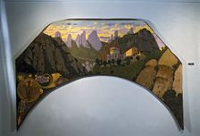 Monastery of Montserrat painting in the canopy of the altar of the church of Santa Maria de Rip…