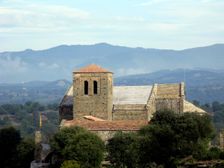 Monastery of Sant Pere de Casserres with the bell tower in the foreground