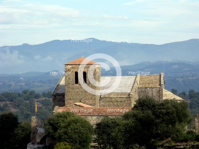 Monastery of Sant Pere de Casserres with the bell tower in the foreground.