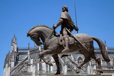 Monastery and statue of Nuno Alvares Pereira, Monastery of Batalha, Batalha, Portugal, 2009. Creator: Samuel Magal