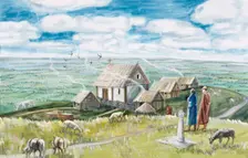 Monastic settlement, Glastonbury Tor, c11th century, (1990-2010). Artist: Judith Dobie