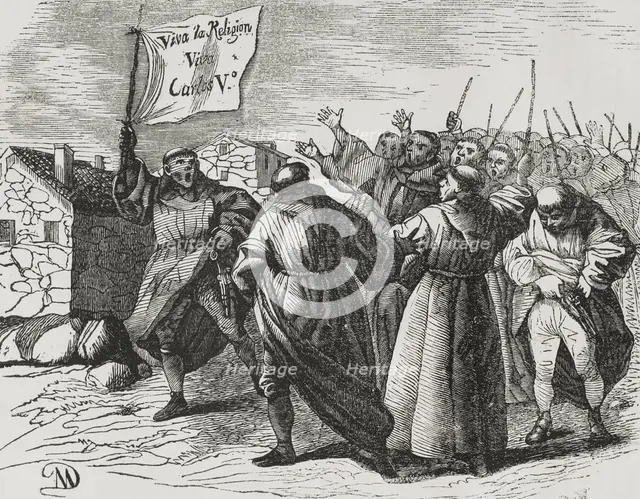 Monastic uprising, First Carlist War (1833-1840), Madrid, Spain, 1842.  Creator: Jose Gomez.