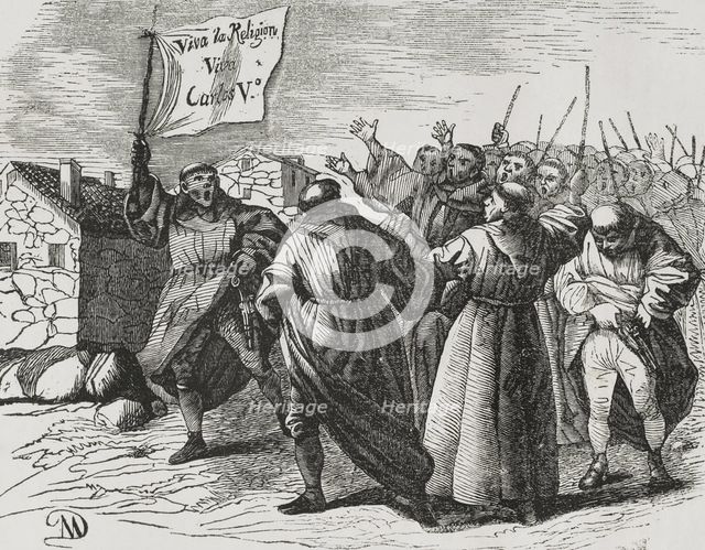 Monastic uprising, First Carlist War (1833-1840), Madrid, Spain, 1842.  Creator: Jose Gomez.