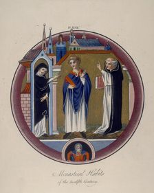 Monastical Habits of the twelfth Century c1797. Artist: Joseph Strutt