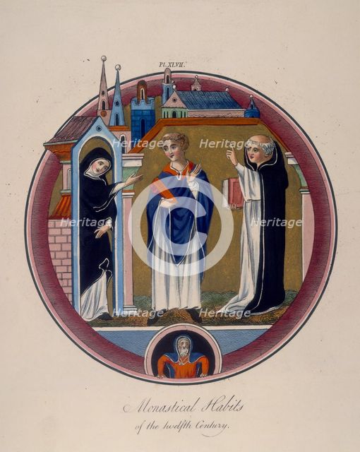 'Monastical Habits of the twelfth Century', c1797. Creator: Joseph Strutt.