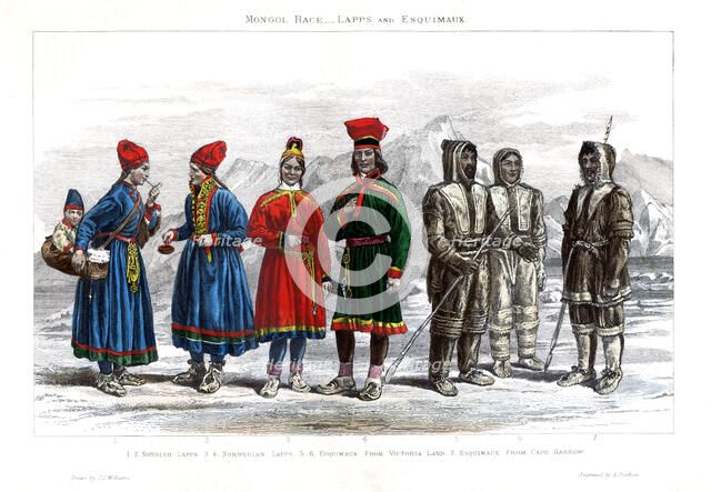 'Mongol Race, Lapps and Esquimaux', 1800-1900.Artist: A Portier