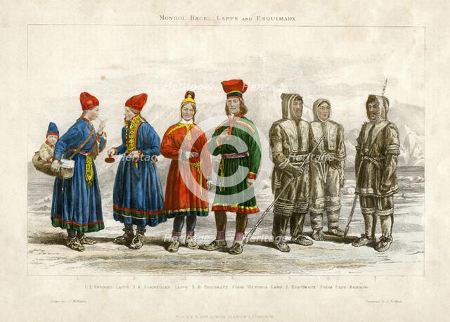 'Mongol Race, Lapps and Esquimaux', 19th century.Artist: A Portier