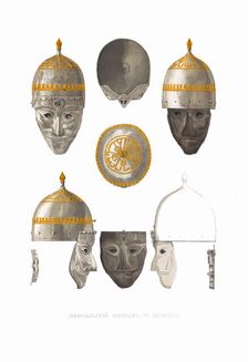 Mongolian Shishaks. From the Antiquities of the Russian State, 1849-1853. Creator: Solntsev, Fyodor Grigoryevich (1801-1892)