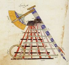 Mongols Catapult (trebuchet), from the Kitab fi ma'rifat al-hiyal al-handasiyya... Creator: Anonymous ()