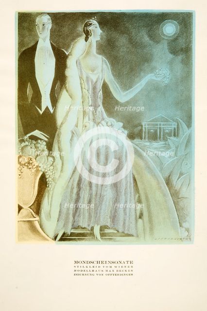 Mondscheinsonate, dress styled by Wiener,  from Styl, pub. 1922 (pochoir Print)