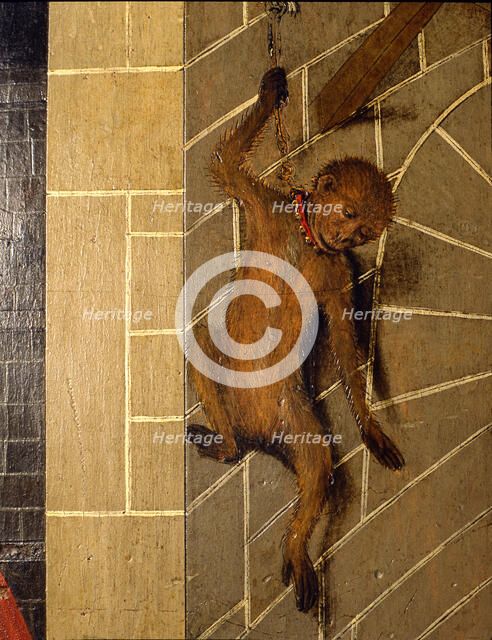  'Monkey on a wall', detail of the Transfiguration altarpiece, 1445-1452. Tempera on wood by Bern…