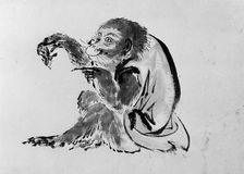 Monkey and Bee, 19th century. Creator: Hokusai School