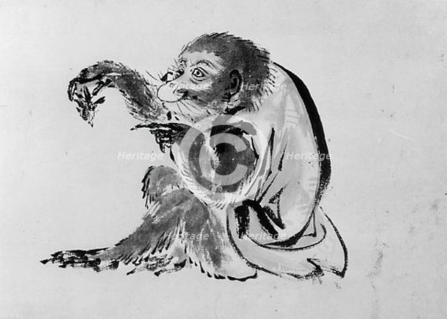 Monkey and Bee, 19th century. Creator: Hokusai School.