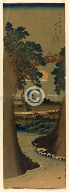 Monkey Bridge in Kai Province (Koyo Saruhashi no zu), c. 1841/42. Creator: Ando Hiroshige.