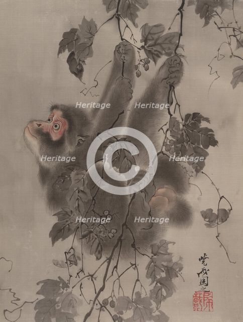 Monkey Hanging from Grapevines, ca. 1887. Creator: Kawanabe Kyosai.