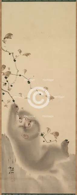 Monkey Hanging on to a Branch, 1780. Creator: Mori Sosen (Japanese, 1747-1821).