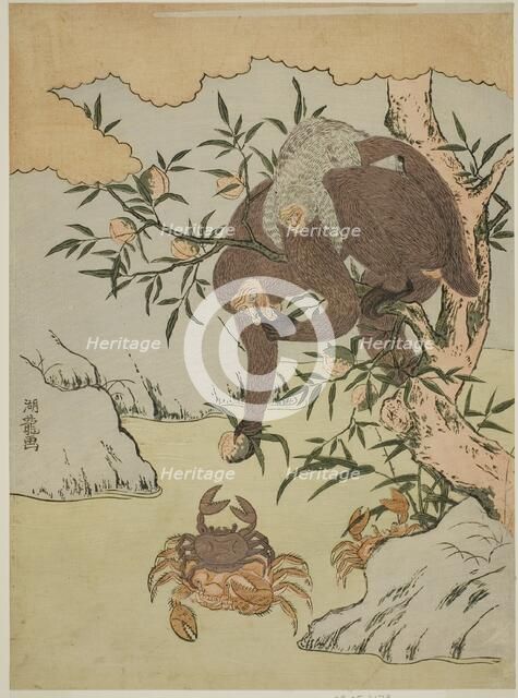Monkey playing with crabs, c. 1772. Creator: Isoda Koryusai.