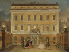 Monkeys Acting in front of the Governor's House, Stockholm. Creator: Johan Pasch