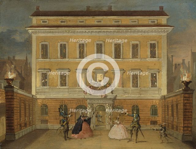 Monkeys Acting in front of the Governor's House, Stockholm. Creator: Johan Pasch.