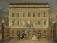 Monkeys Acting in front of the Governor's House, Stockholm. Creator: Johan Pasch